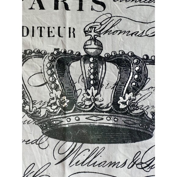 French Vintage Inspired Tea Towel Crown Fleur-De-Lis Moth Script Cotton 27.25” - Picture 2 of 5